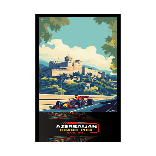 Azerbaijan Grand Prix  Formula One F1 Poster - Matte Vertical Posters, F1 Art Print, Decor, Wall Art, Home Decor, F1 Poster Gift