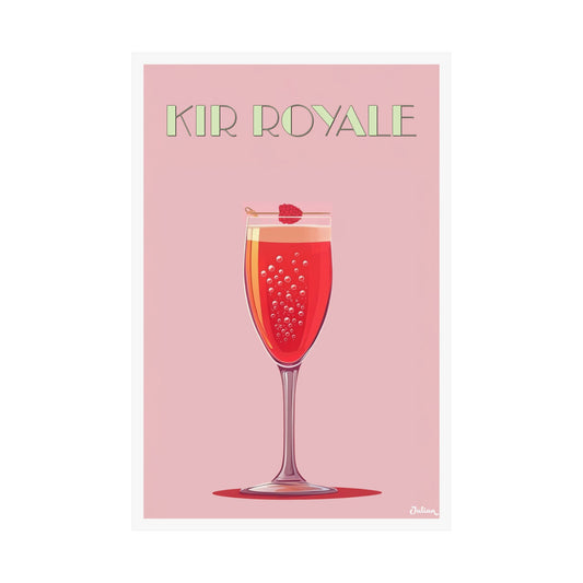 The Kir Royale Cocktail Poster - Matte Vertical Posters, Cocktail Art Print, Decor, Wall Art, Home Decor, Cocktail Gift