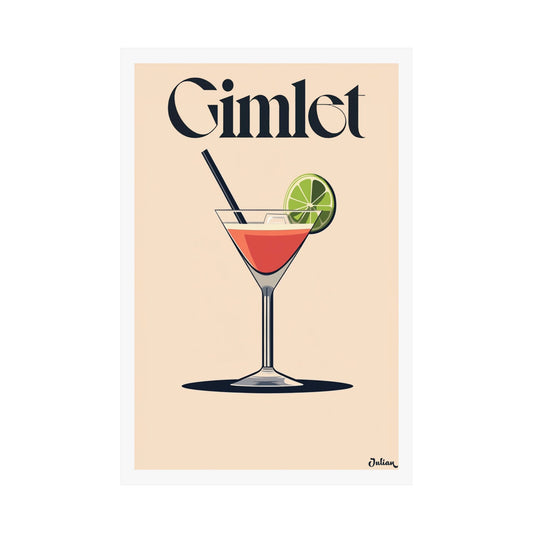 The Gimlet  Cocktail Poster - Matte Vertical Posters, Cocktail Art Print, Decor, Wall Art, Home Decor, Cocktail Gift