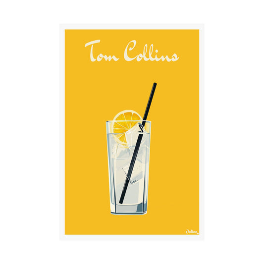 The Tom Collins Cocktail Poster - Matte Vertical Posters, Cocktail Art Print, Decor, Wall Art, Home Decor, Cocktail Gift