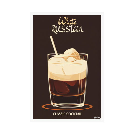 The White Russian Cocktail Poster - Matte Vertical Posters, Cocktail Art Print, Decor, Wall Art, Home Decor, Cocktail Gift