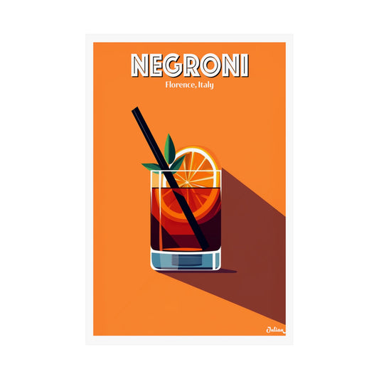 The Negroni Cocktail Poster - Matte Vertical Posters, Cocktail Art Print, Decor, Wall Art, Home Decor, Cocktail Gift