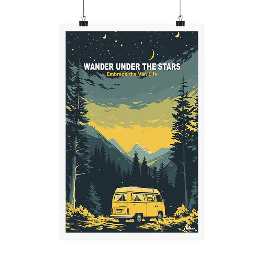 Wander Under the Stars | Embrace the Van Life | Travel Poster | Modern Wall Art