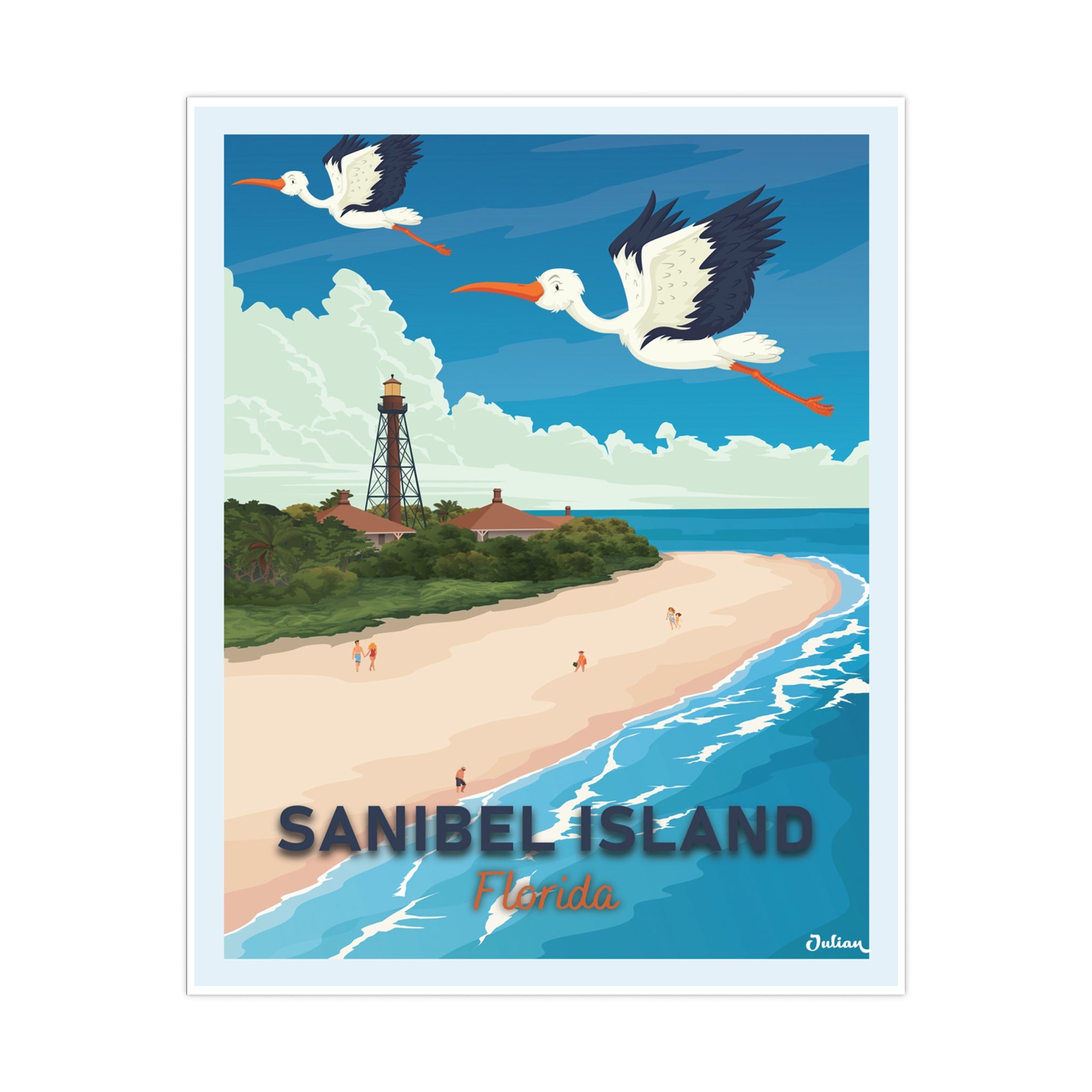 2024 Large Sanibel/captiva-Florida Birds framed poster, art…