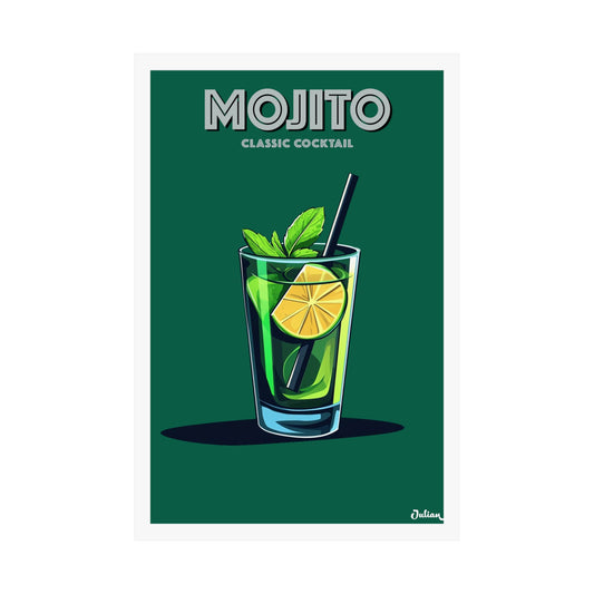 El Mojito Cocktail Poster - Matte Vertical Posters, Cocktail Art Print, Decor, Wall Art, Home Decor, Cocktail Gift