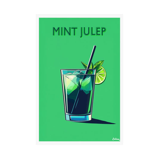 The Mint Julep Cocktail Poster - Matte Vertical Posters, Cocktail Art Print, Decor, Wall Art, Home Decor, Cocktail Gift