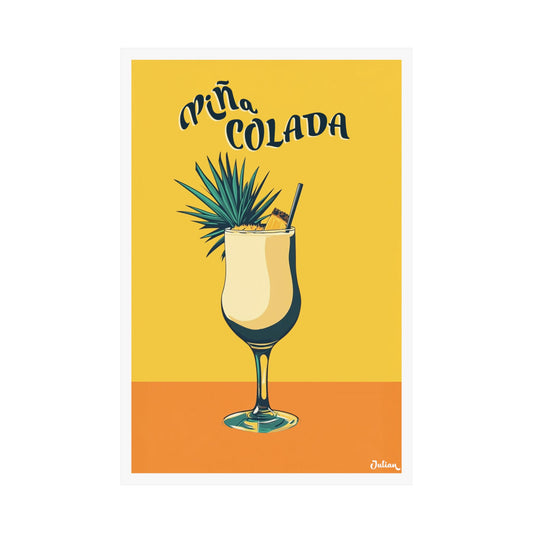 The Pina Colada Cocktail Poster - Matte Vertical Posters, Cocktail Art Print, Decor, Wall Art, Home Decor, Cocktail Gift