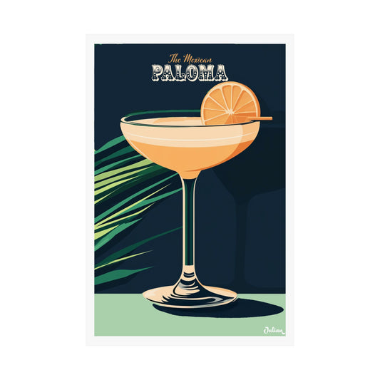 The Mexican Paloma Cocktail Poster - Matte Vertical Posters, Cocktail Art Print, Decor, Wall Art, Home Decor, Cocktail Gift