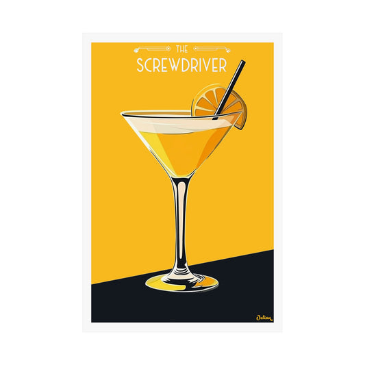 The Screwdriver Cocktail Poster - Matte Vertical Posters, Cocktail Art Print, Decor, Wall Art, Home Decor, Cocktail Gift