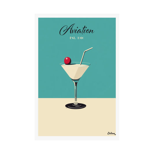 The Aviation Cocktail Poster - Matte Vertical Posters, Cocktail Art Print, Decor, Wall Art, Home Decor, Cocktail Gift