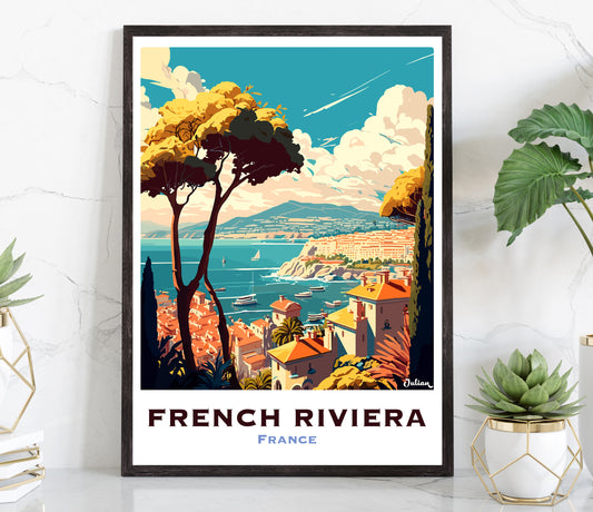 French Riviera - France | Travel Poster | Modern Wall Art