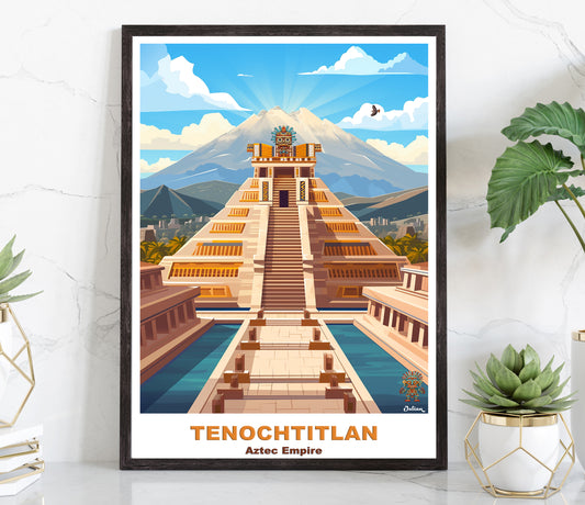 Tenochtitlan - Aztec Empire Mexico | Travel Poster | Modern Wall Art